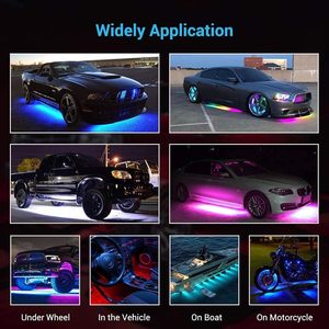 Kit d'éclairage LED RGBIC double rangée pour dessous de caisse de voiture, étanche IP68, avec effet de poursuite, 6 pièces - Product Image 6