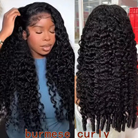 Perruque Lace Front Cency 12A Grade 100% Cheveux Humains Brésiliens Vierges Bouclés, Dentelle HD Française Transparente, Longue, Blonde/Brune