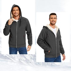 FOXA Sherpa Hoodie Men Zip Up <b>Fleece</b> <b>Lined</b> Warm Hooded Sweatshirt Heavyweight Winter <b>Jacket</b> - Product Image 5