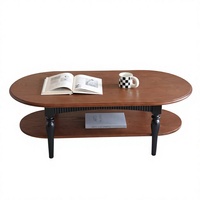 Table basse ovale française moderne, légère, de luxe, en bois, mobile, pour salon, durable et écologique, pour usage hôtelier