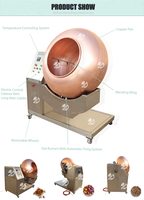 Machine à enrober les noix en cuivre à usage commercial avec système de chauffage, pour caramel ou miel, pour la préparation de noix enrobées savoureuses et de pralines.