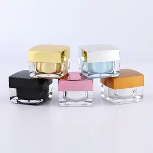 Supplier luxury acrylic plastic jars for 10g pink skincare packaging sets with acrylic cream square jar