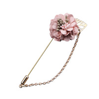 Vente en gros de broche fleur feuille d'or en alliage pour hommes, femmes et enfants, épinglette avec chaîne pour cadeau de fiançailles de mariage