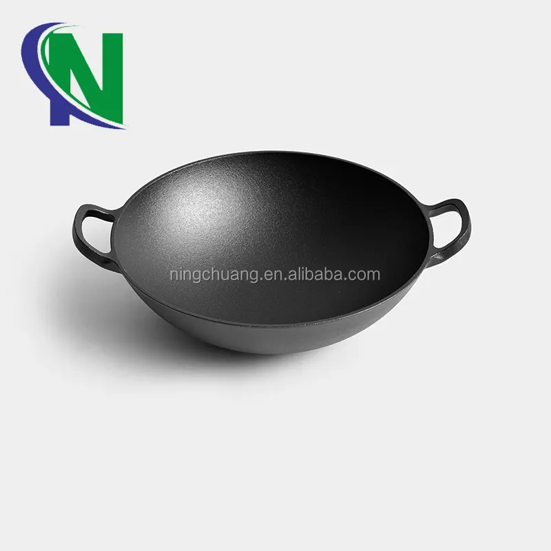 Çin siyah wok sağlıklı metal tencere dökme demir wok