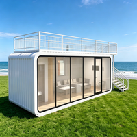 Maison capsule préfabriquée moderne et écologique avec structure en verre trempé, durable, installation facile, pour bureau, appartement, villa, parc