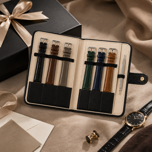 Wholesale Branded PU Snap Button <b>Watch</b> Band Holder Custom Print Portable Luxury Store Choice for Worldwide <b>Watch</b> Accessories - Product Image 3