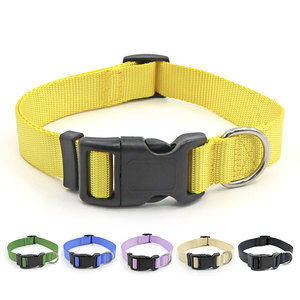 Adjustable Yellow Nylon <b>Dog</b> <b>Collar</b> with Buckle Closure Simple Style All Seasons for <b>Dogs</b> - Product Image 2