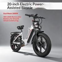 Vélo de montagne électrique tout-terrain 20x4.0 à pneus larges, fabriqué en usine, OEM Nathaniel, double moteur 2000W 48V 20Ah, CE ISO EN15194 DDP Pro AWD