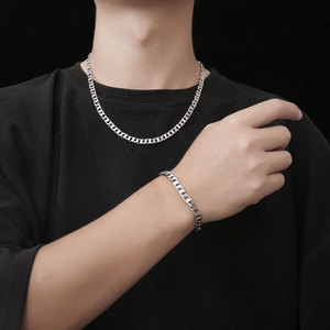 Men's <b>Titanium</b> Steel <b>Chain</b> Bracelet Geometric Splicing Punk Hip Hop Motorcycle Rock Jewelry CE144-1 - Product Image 3