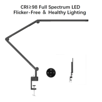 Lampe de bureau contemporaine réglable avec commande tactile/télécommande, pliable, en métal, double source lumineuse, CRI 95, AC, protection des yeux, éclairage de chambre