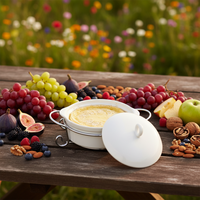 Plat à brie en céramique de porcelaine blanche moderne et écologique avec support métallique, résistant au lave-vaisselle, durable, pour la maison et les entreprises