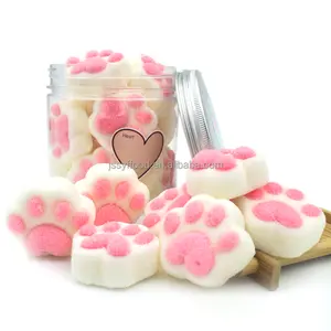 Marshmallow manufacturer Custom personal label bulk pink cat claw shape cotton candy marshmallow