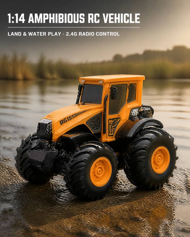 2.4G Remote Control Amphibious 4WD Stunt Truck Electric Farm Tractor ...