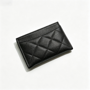 Porte-cartes matelassé en cuir véritable, portefeuille fin unisexe, motif géométrique, fermeture ouverte, longueur courte - Product Image 2