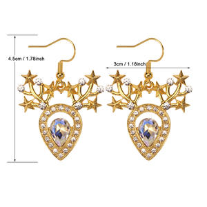 <b>Christmas</b> Gold Plated Drop Earrings Star Snowflake <b>Candy</b> <b>Cane</b> <b>Tree</b> Party Jewelry Women's Cute Bezel Set - Product Image 3