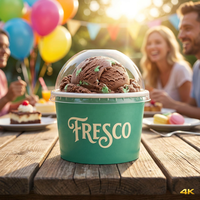 Gobelet en papier premium doré pour crème glacée, personnalisable avec logo, à paroi simple, recyclable, jetable, pour gelato et desserts glacés, avec couvercle, 5 oz