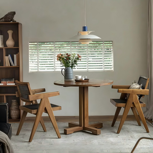 Mesa de Comedor de Teca Estilo Wabi-Sabi Retro, Madera Maciza con Acabado Desgastado, con Sistema de Encaje Mortise y Tenon, para Apartamentos Pequeños, Muebles para Comedor - Product Image 3