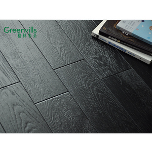 Usine de Guangzhou chêne blanc teinté noir parquet massif préfini - Product Image 1