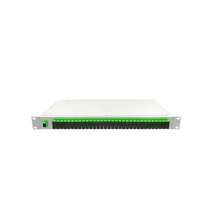 FTTH 1U 19 pulgadas blanco 1X64 fibra óptica PLC divisor micro módulo pallet rack montaje divisor SC / APC