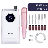 Ponceuse à ongles portable rechargeable 45000 tr/min, 4000 mAh, USB Type-C, avec base de charge, pour le retrait des ongles et le soin des cuticules