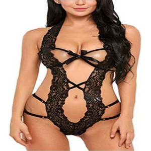 Lencería sexy estilo europeo y americano, con aberturas, espalda descubierta, transparente, con tiras y lazo de encaje, muy vendida en el extranjero. - Product Image 5