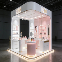 Vitrine de présentation de marque en forme d'arc rose, présentoir cosmétique, taille personnalisée