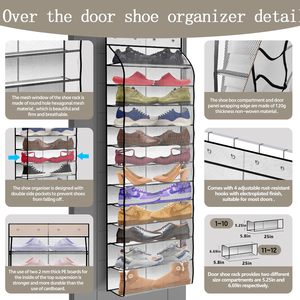 Over The Door <b>Shoe</b> Organizer 12 Pocket Mesh Bag Breathable Reusable For Men Women Sneakers Behind Door Wall <b>Storage</b> Rack - Product Image 2