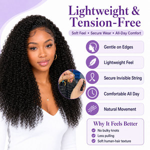 Extensioni per <span class=keywords><strong>capelli</strong></span> ricci afro all'uncinetto, 100% naturali, pre-selezionate, invisibili, per trecce boho - Product Image 4