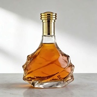 Bouteille en verre plat de luxe en cristal de flint de 750 ml avec bouchon en liège et impression sérigraphiée pour whisky et brandy – Vente en gros