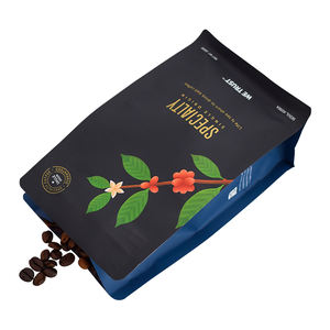 Sacs à café en aluminium avec fermeture éclair, fond plat, valve, 8 soufflets latéraux, résistants à l'humidité, refermables, imprimés sur mesure, en CPP - Product Image 2