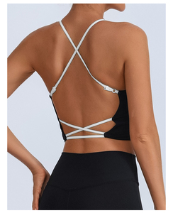 Soutien-gorge de sport croisé au dos pour femme avec coussinets amovibles, débardeur court ajusté pour fitness, yoga et entraînement – <span class=keywords><strong>En</strong></span> stock, OEM, ODM, livraison directe - Product Image 6