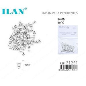 ILAN Fermacorda per Orecchini 10mm Placcato Argento 60pz per Creazione Gioielli - Product Image 1