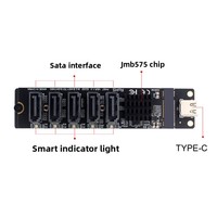 Adaptateur de carte d'extension USB10G de type C vers 5 SATA3 6 Gbit/s JM575 JMS580