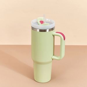 Insulated Car H2.0 <b>Handle</b> <b>Travel</b> Tumbler 40oz <b>Mug</b> Lid Straw Anti-Slip OEM ODM Custom Color - Product Image 1