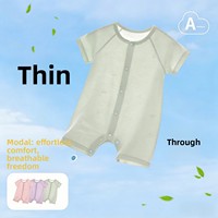 Combinaison d'été pour bébé en modal à manches courtes, anti-humidité, anti-transpiration, unisexe, jacquard, prévient les frisottis, protège le ventre, sans couture