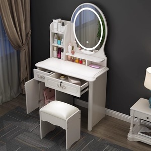 Hiện đại sang trọng màu trắng Gỗ Tủ Bộ phòng ngủ với ngăn kéo Gương đèn phòng tổ chức Lưu trữ căn hộ nhỏ đồ nội thất - Product Image 5