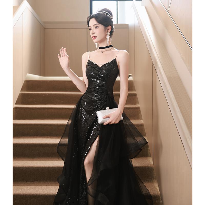 elegance漆黒black sexy long dress★★★ Woman Elegant Black Long Sleeve Bandage Sexy Dress Gothic