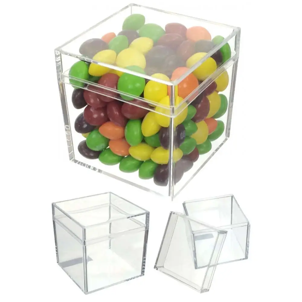 Enjeksiyon tipi şeffaf plastik şeker kutusu küçük akrilik saklama kapaklı kutu