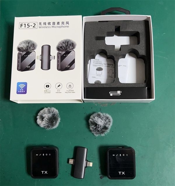F15-2 3 In1 Wireless Lavalier Microphone Mobile Phone Vlog Video Recording Interview Broadcasting Lapel Microphones Wireless Mic