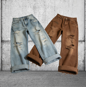 Baggy Vintage jambe droite Fit pantalon grande taille Hip Hop jean Streetstyle mode personnalisé hommes jambe large jean délavé pantalon - Product Image 3