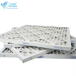 Nouveau pré<span class=keywords><strong>filtre</strong></span> plissé en fibre synthétique personnalisé <span class=keywords><strong>G4</strong></span> pliable <span class=keywords><strong>à</strong></span> plat avec porosité de 0,3 micron de qualité hospitalière pour l'efficacité des systèmes HVAC - Product Image 1