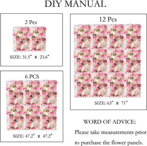Pannello Murale di Fiori Artificiali 3D in Seta Fatti a Mano <span class=keywords><strong>con</strong></span> Rose e Ortensie, Base in Tessuto, Eco-Friendly, Sfondo Floreale Moderno per - Product Image 3