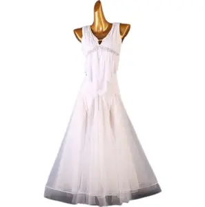 MQ340 robe de danse moderne blanche, robe de compétition, robe de danse chinoise professionnelle