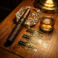 Bandes de cigares personnalisées en relief 3D avec feuille d'or, découpées à l'emporte-pièce, style vintage, étiquettes gaufrées artisanales pour bandes de cigares de luxe pour mariages