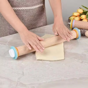 Kitchen Adjustable Wood Baking Utensils Bakers Cookie Pastry Dough Baking <b>Tools</b> Cake Wooden <b>Rolling</b> Pin With Thickness Ring - Product Image 2