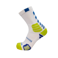 Chaussettes de sport respirantes en polyester rayé avec logo personnalisé imprimé, bordure et corps en tissu éponge, pour la randonnée, le cyclisme et les activités de plein air