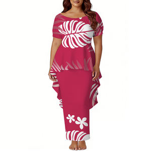 Vestido de Festa Plus Size para Mulheres, Vestido Samoano Puletasi, Vestido Personalizado Fiji Polinésio com Mangas Curtas, Vestido Bodycon 2 peças - Product Image 5