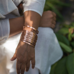 Minimalist <b>Stacked</b> Wire Coiled Texture Solid Copper Wrist Bangle Fashionable Metal Jewelry Exquisite Design - Product Image 1
