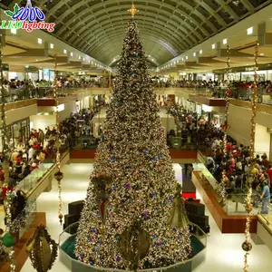 Huge high quality commercial stands 50 ft giant ball cone 3d diy felt programmable led lighting Christmas tree display village