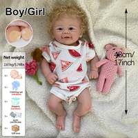 Poupées Reborn Vivienne de 17 pouces aux cheveux blonds bouclés pour filles, anatomiquement correctes, en silicone intégral, jouet doux pour bébé, cadeau pour artiste